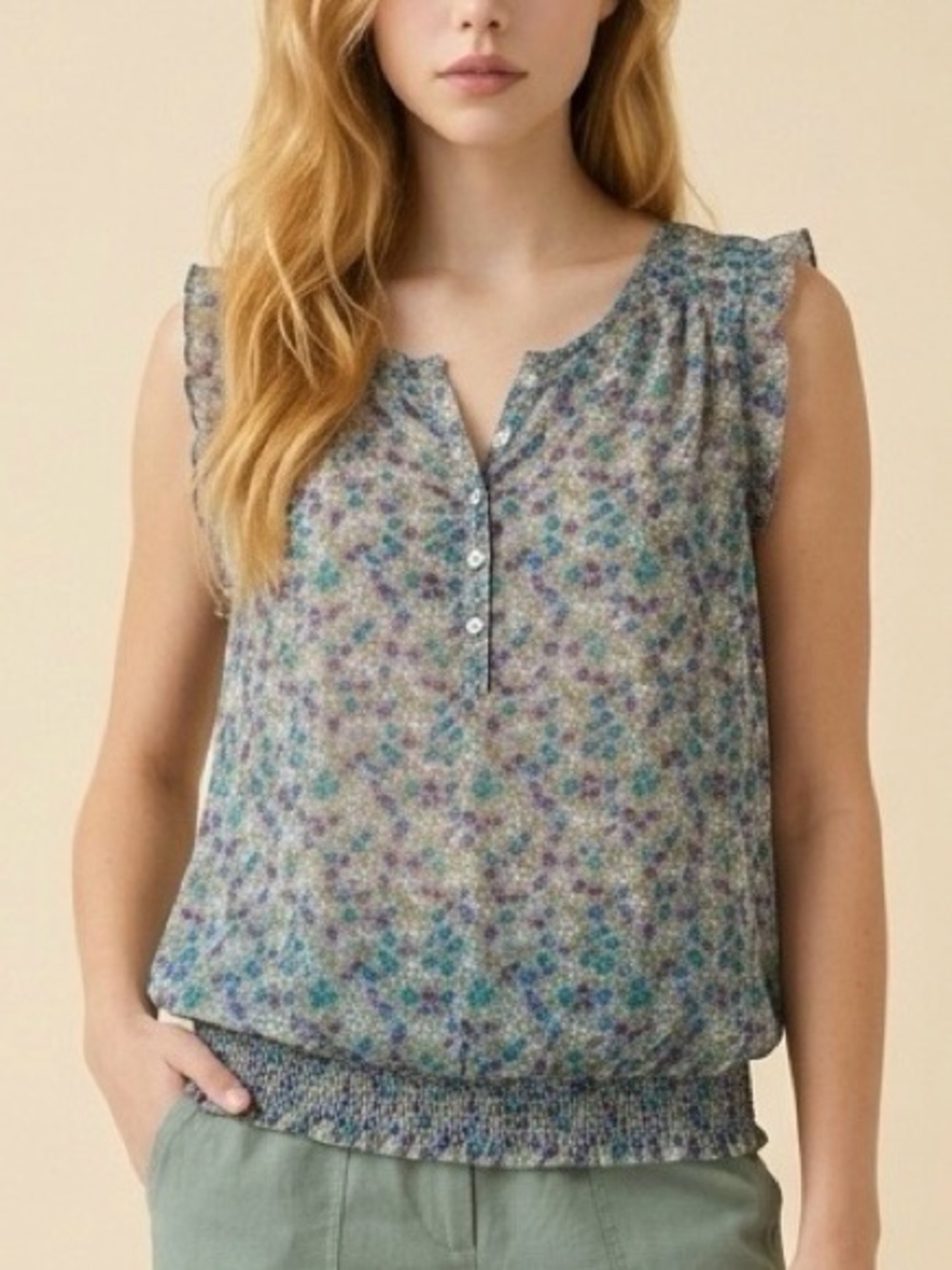 Old Navy Floral Print Sleeveless Camisole - Blue, Green, Purple